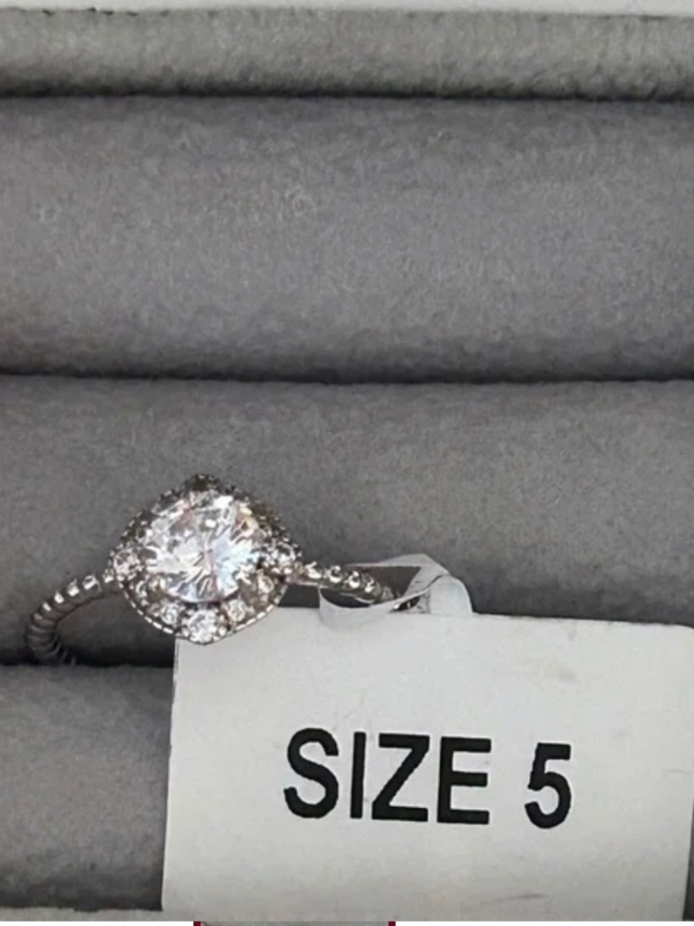 Charmed Aroma - Women's Halo Solitaire Ring with Clear Center Stone (Silver)
